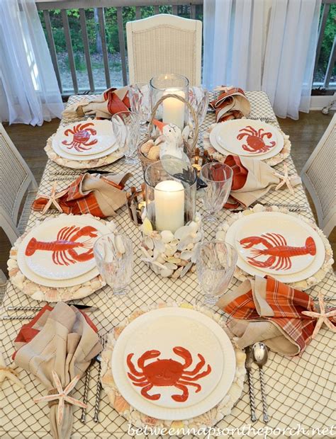 Nautical And Beach Themed Table Setting Tablescape