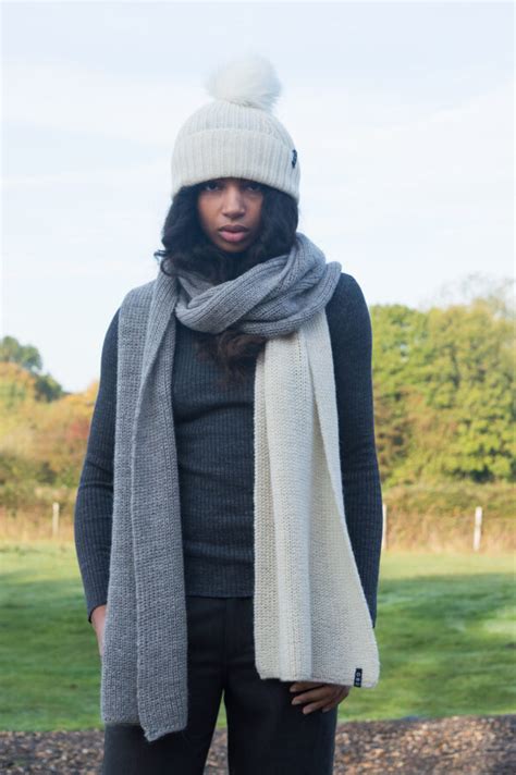 Grey And Ivory Tipped 100 Alpaca Wool Scarf Our Back Garden