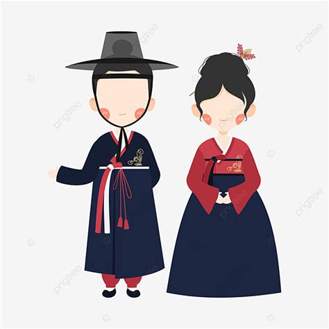 Korean Hanbok Clipart Png Images Korean Couple Character Wearing