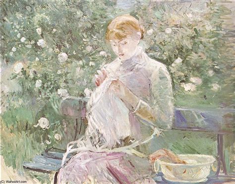 Kunstreproduktionen Junge Frau Nähen In Ein Garten Von Berthe Morisot