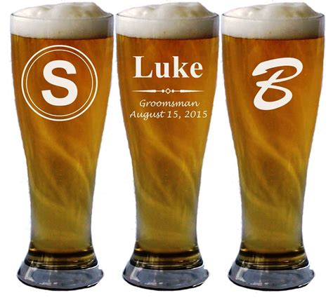 Personalized Pilsner Beer Glass 16 Oz Wedding Party Groomsmen Fathers Day Ts Custom Engraved
