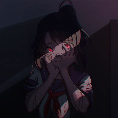Anime Girl Psycho Red Eyes Creepy We Heart It Anime And Yandere