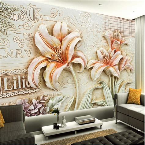 Avikalp Exclusive Awz0325 3d Wallpaper Murals Orchids Lily Flowers Ora