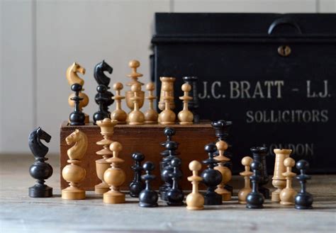 Antique French Regency Wooden Chess Pieces By Studiobrocante