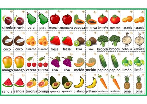 Creativo Y Divertido Memorama De Frutas Y Verduras