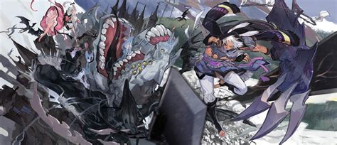 Male Anime Character Fighting Monster Wallpaper Anime Hd Wallpaper
