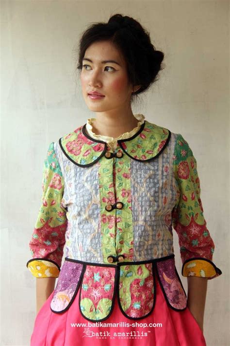 Batik Amarillis Piccola Jacket In Sweet Pastel Shades Embossed Batik Cirebon Indonesia Take
