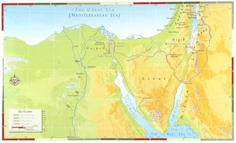 The Exodus Map Path Taken By Moses And The Israelites From Egypt