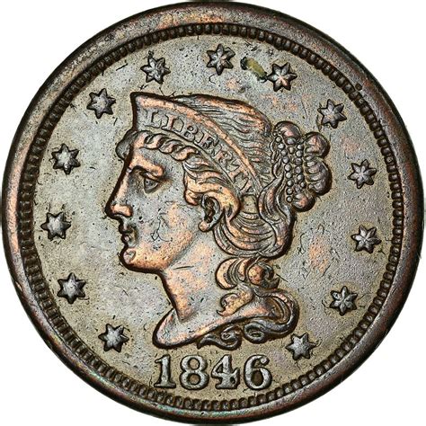 One Cent 1846 Braided Hair Coin From United States Online Coin Club