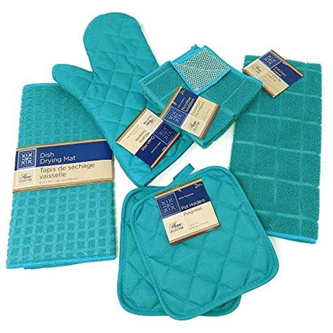 Kitchen Towel Set With 2 Quilted Pot Holders Oven Mitt Dish Towel Dish Drying Mat 2