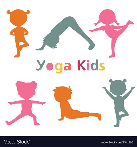 Cute Yoga Kids Silhouettes Royalty Free Vector Image