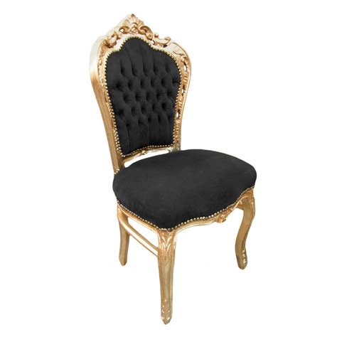 Moretinmarsh solid wood dining chair highland dunes color: Baroque Rococo style chair black velvet fabric and gold wood