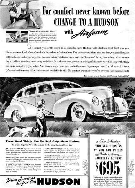 American Automobile Advertising Published By Hudson In 1939
