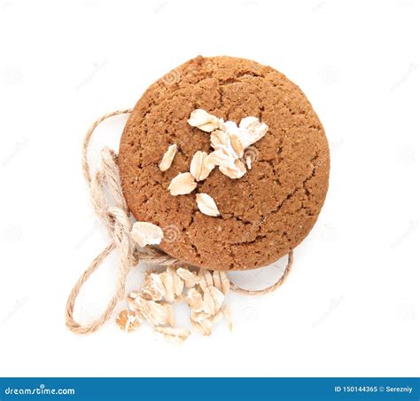 Cookie De Farinha De Aveia Deliciosa No Fundo Branco Imagem De Stock