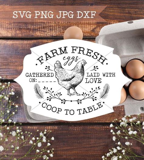 Egg Carton Label Svg And Printable Farm Fresh Eggs Tag Coop Etsy Farm