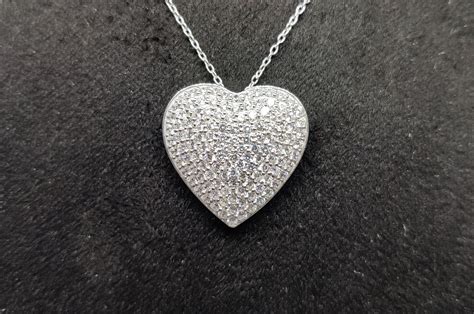 Moissanite Diamond Pendantpave Diamond Heart Shape Pendant Etsy