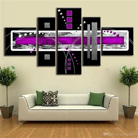 2019 Abstract Oil Painting Purple Black Grey Canvas Wall Art Picture