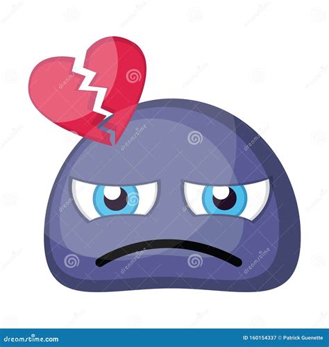 Sad Broken Hearted Blue Emoji Face Vector Illustration On A Stock