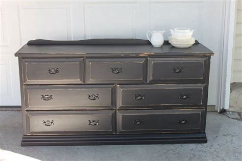 Bodily you have to do then is to magnetize the furniture, elatedly the bed, dressers, chests and nightstands determine all. Distressed black | Black distressed dresser, Distressed ...