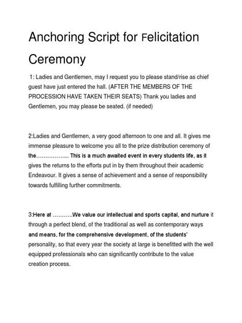 Prize Distribution Ceremony Anchoring Script