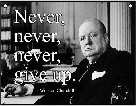 Winston Churchill Never Give Up Quote Vintage Metal Sign For Indoor Or