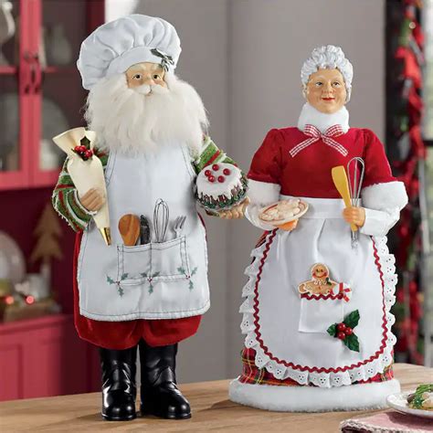 cooking santa and mrs claus mrs claus pre lit garland christmas figurines