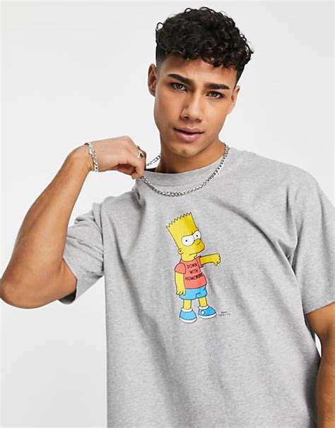 Levis X Simpsons Capsule T Shirt With Bart Print In Grey Asos