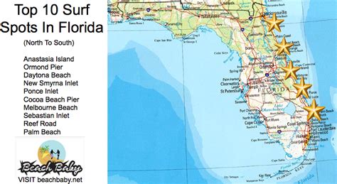Top 10 Surf Spots In Florida Surfing Map Of Florida Florida