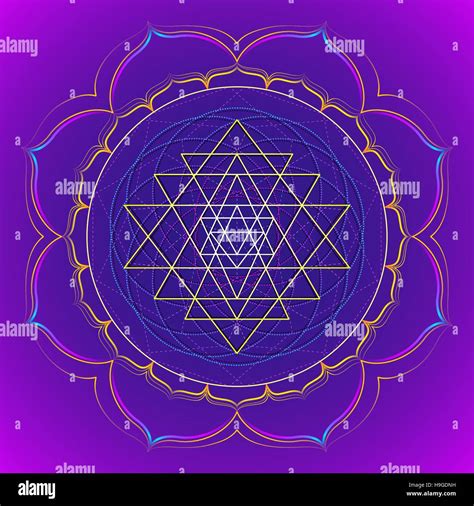 Vector Colored Design Mandala Sacred Geometry Illustration Sri Yantra