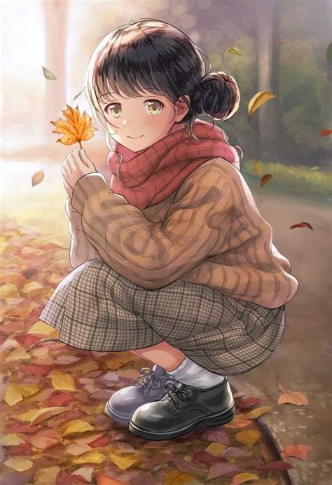 Autumn Leaves Manga Anime Girl Anime Scenery Anime Drawings
