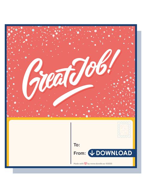 Great Job Digital Postcard Doodle Education