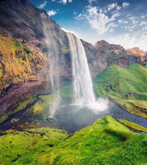 Fantastic Morning View Of Seljalandfoss Waterfall On Seljalandsa River