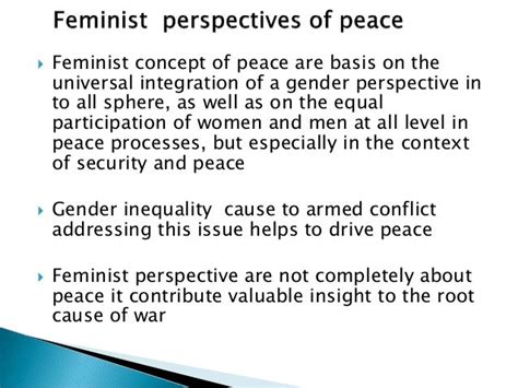 Feminist Perspective Of Peace