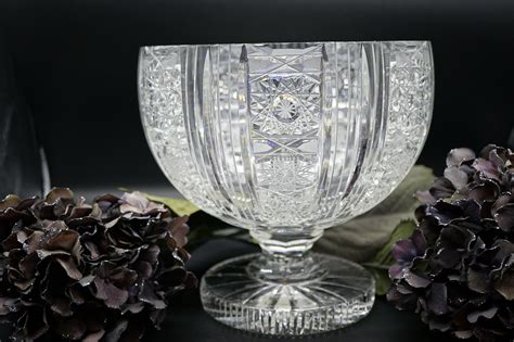 Exquisite American Brilliant Cut Crystal Pedestal Bowl Etsy