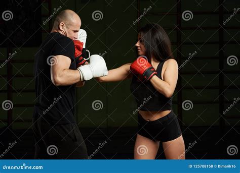 Man And Woman Doing Boxing Training Stock Photo Image Of Fitness