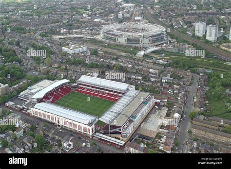Aerial View Of Arsenal Football Club Showing The Highbury Stadium And The