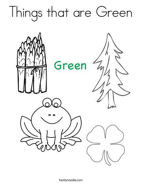 Things That Are Green Coloring Page Twisty Noodle Preschool