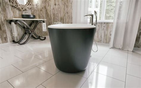Aquatica Lullaby Mini Blck Wht Freestanding Solid Surface Bathtub