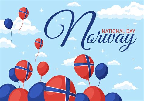 Norway National Day On May 17 Illustration With Flag Norwegian And