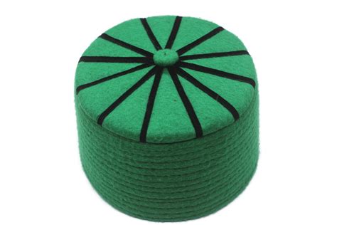 58 Cm Sale Genuine Felt Islamic Hat Baklawa Design Green To Black