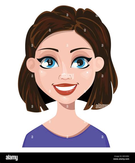Woman Smiling Female Emotion Face Expression Cute Cartoon Character Vector Illustration