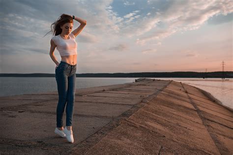 Wallpaper Pants Jeans Sneakers Women Outdoors Belly Dmitry Shulgin X Motta