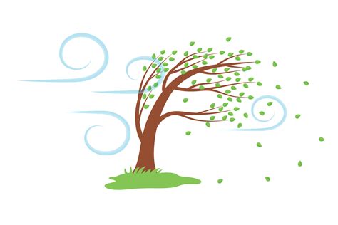The Icon Of The Wind That Bends The Green Tree Concept Of Weather