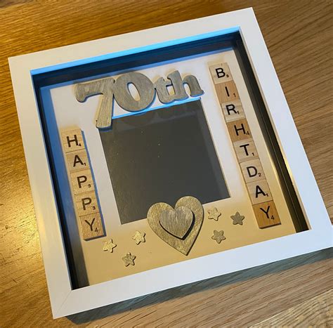 Personalised Happy 70th Birthday Scrabble Photo Frame Light Up Etsy Uk