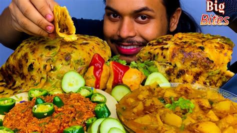 Eating Spicy Aloo Sabziegg Bhurji😋 With Besan Chillagola Rotiand Aloo Samosaspicy Eating