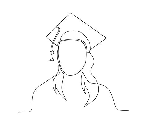 Premium Vector Continuous One Line Drawing Of Student Girl With