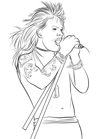 Find all the coloring pages you want organized by topic and lots of other kids crafts and kids activities at allkidsnetwork.com. Axl Rose from Guns N' Roses coloring page | Free Printable ...
