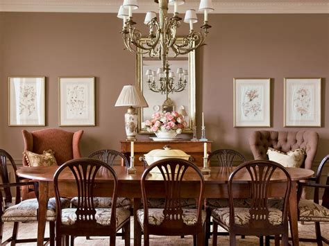A Sophisticated Dining Room With A Traditional Chandelier Hgtv