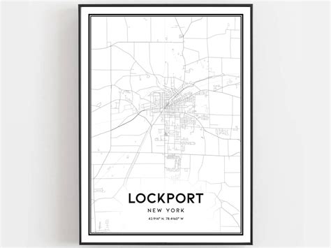 Lockport Map Print Lockport Map Poster Wall Art Ny City Map Etsy