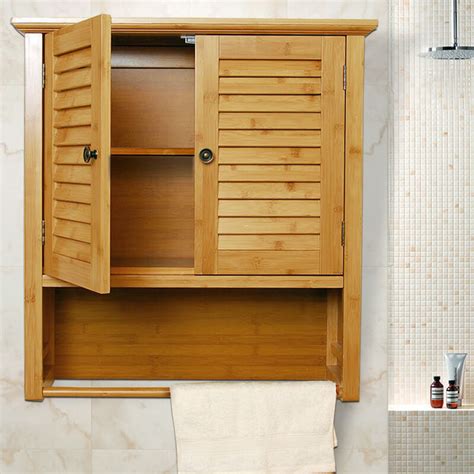 The cabinet is fitted with two shelves. bamboo bathroom wall cabinet - Yi Bamboo| bamboo products